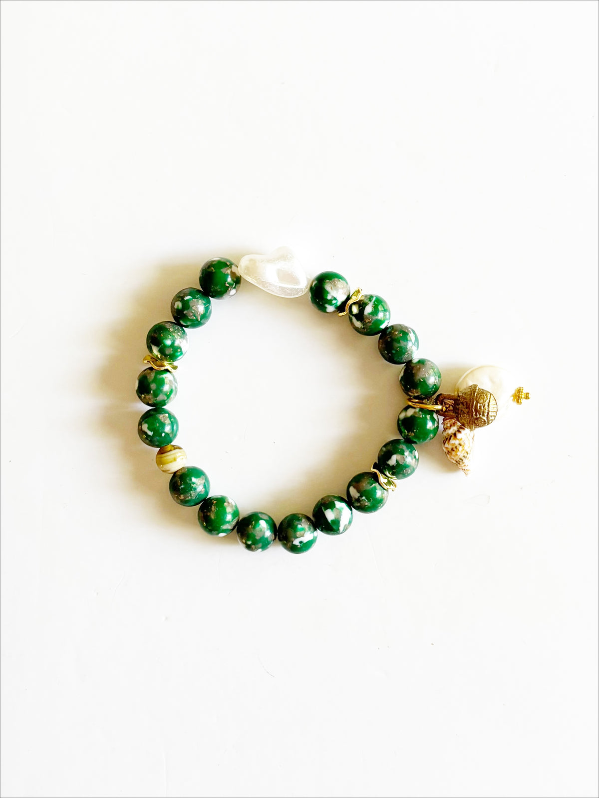 OOAK HANDMADE AFRICAN GLASS STRETCH BRACELET |SANDSTORM|