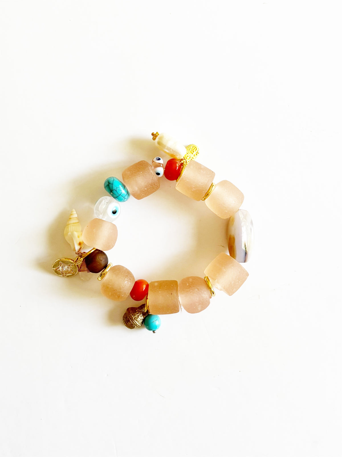 OOAK HANDMADE AFRICAN GLASS STRETCH BRACELET |HOPE|
