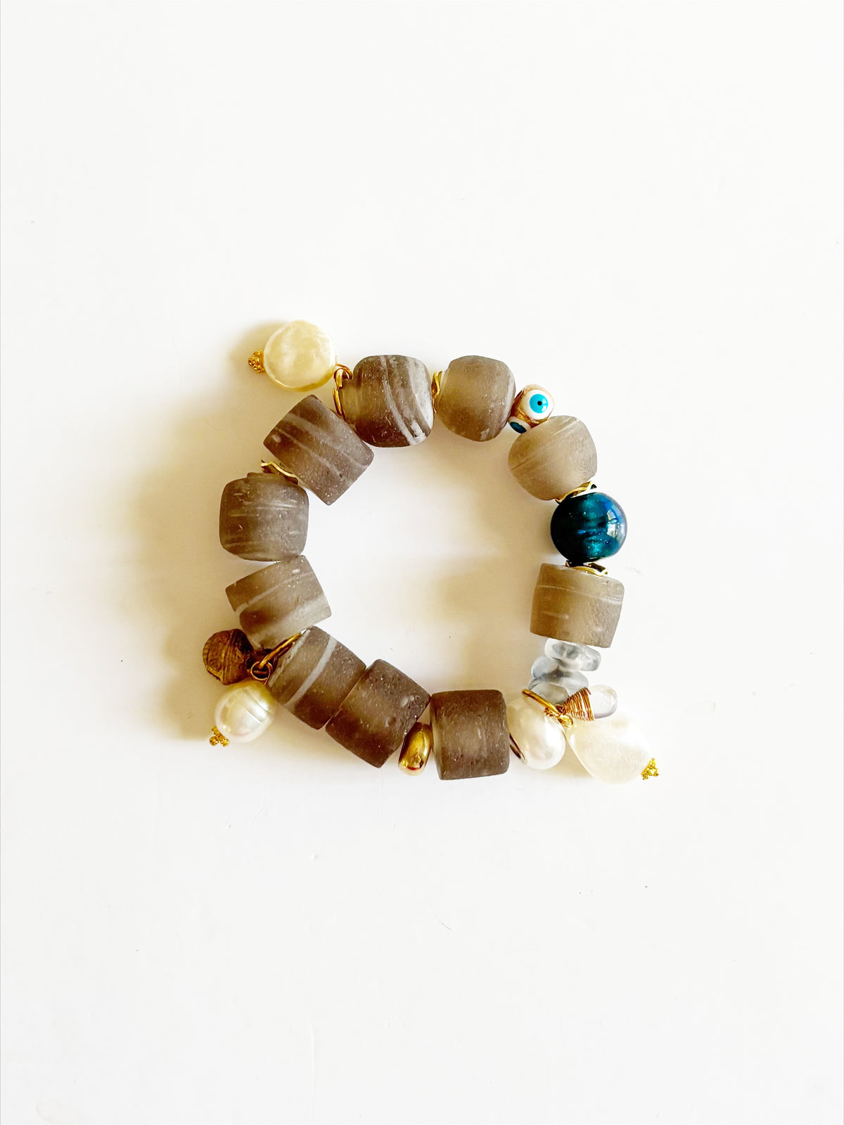 OOAK HANDMADE AFRICAN GLASS STRETCH BRACELET |MIDNIGHT MOON|