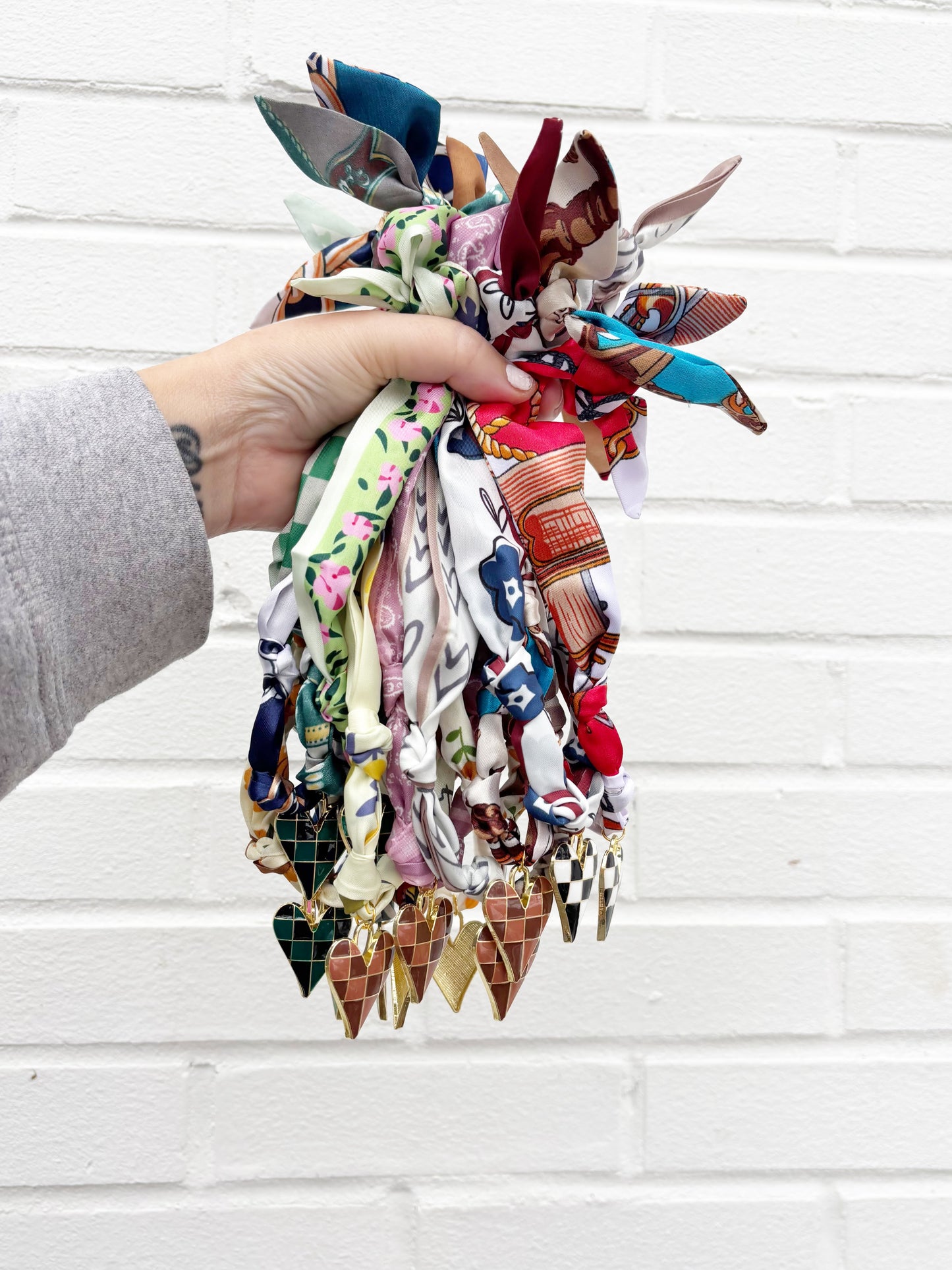 Checkered Heart Silk Necklace