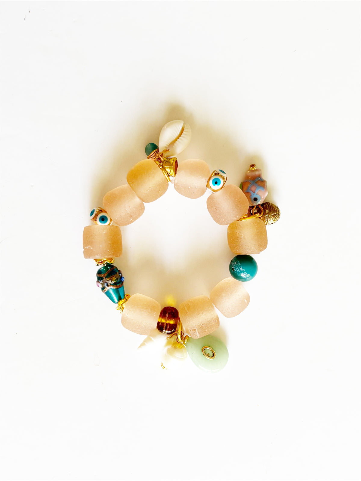 OOAK HANDMADE AFRICAN GLASS STRETCH BRACELET |LUCA|