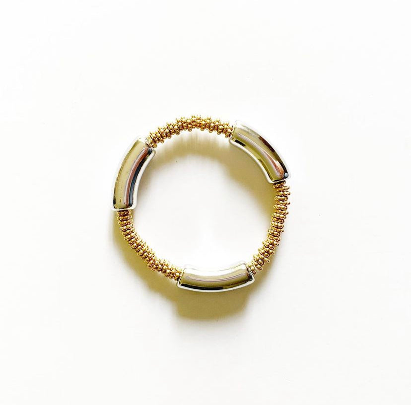 The STACKER Lucite Stretch Bracelet |silver|