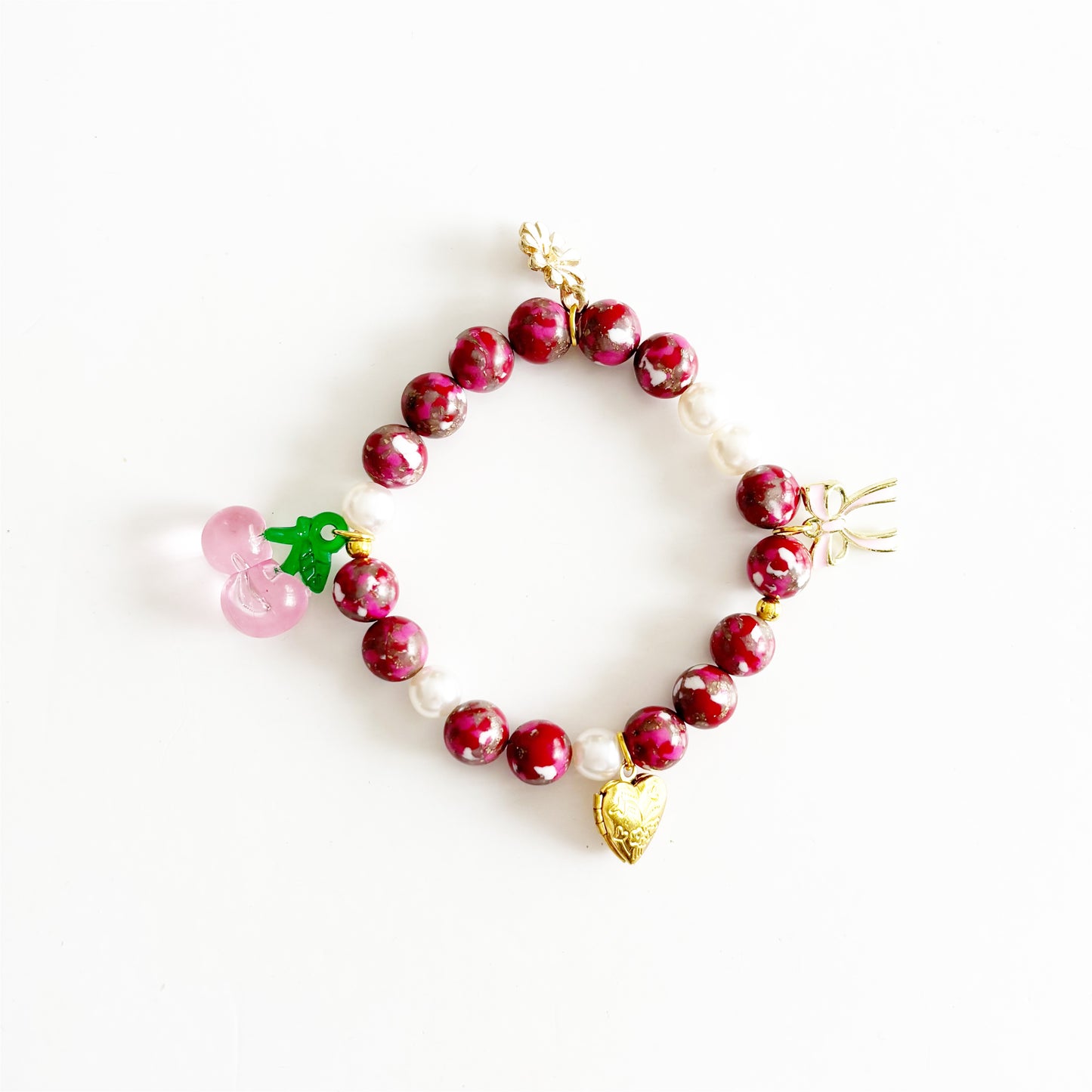 Gemstone Charm Stretch Bracelet |Cherry of my Eye|