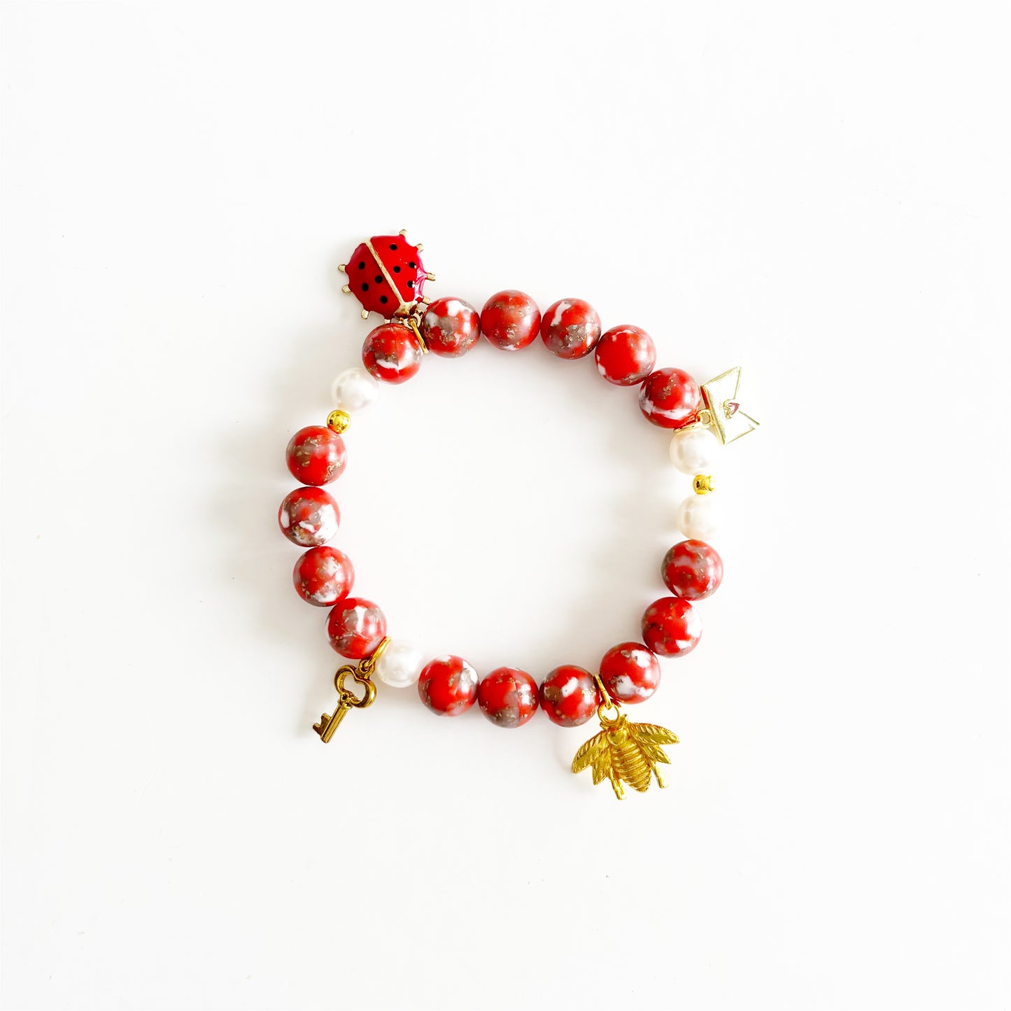 Gemstone Charm Stretch Bracelet |Love Bug|