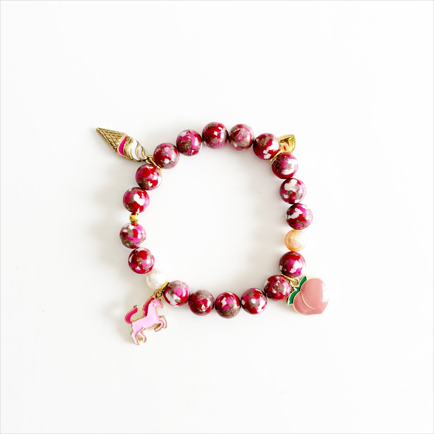 Gemstone Charm Stretch Bracelet |Fantasy|