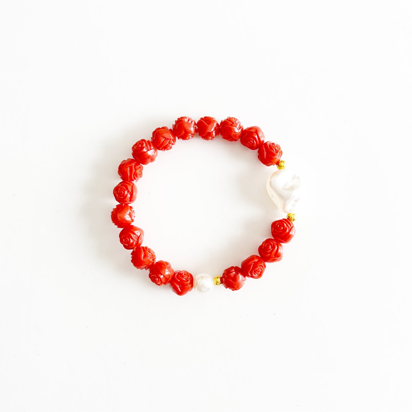 Gemstone Pearl Stretch Bracelet |The Rosette Pearl|