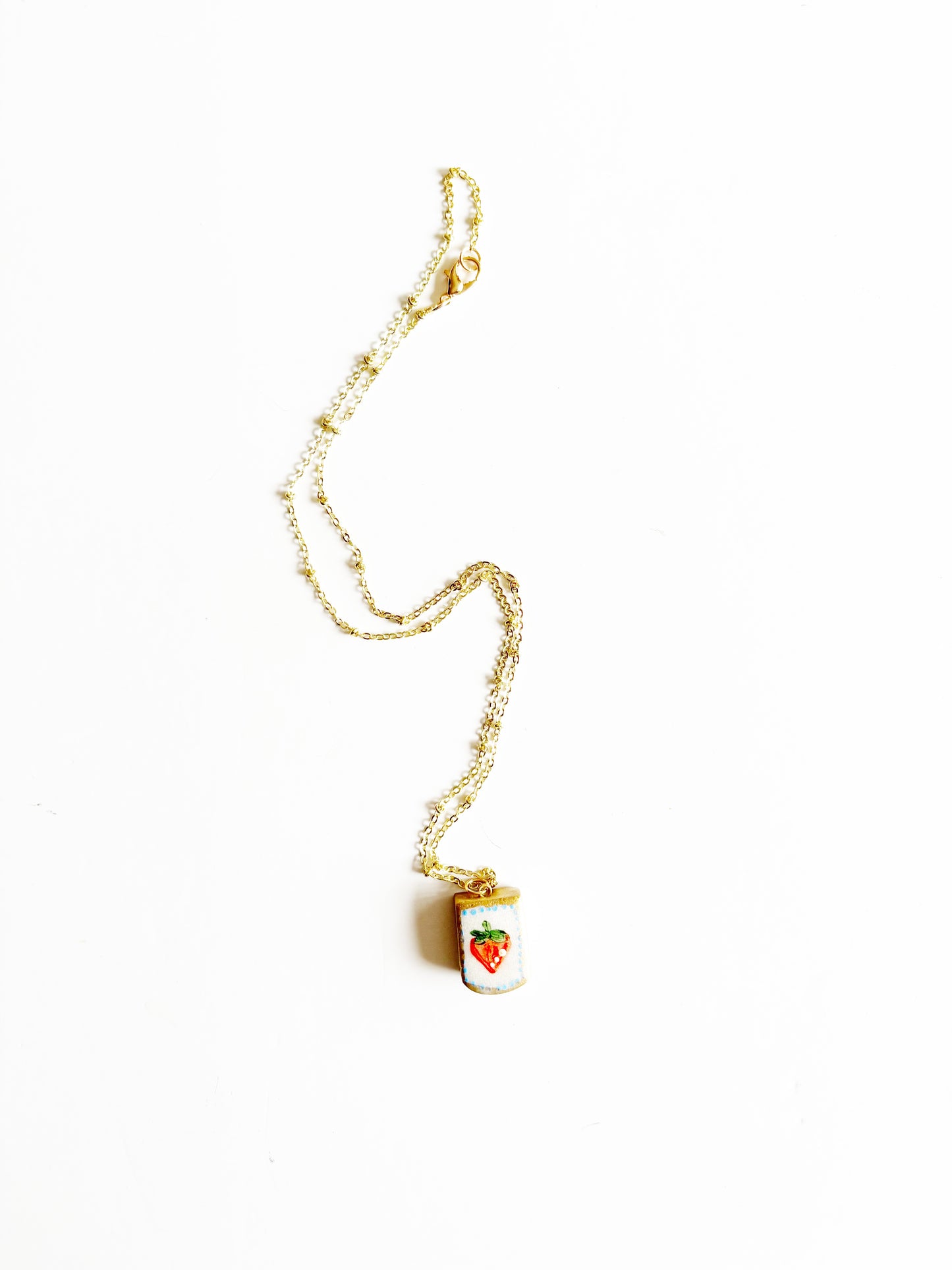 Hand Painted Heirloom Charm Necklace |strawberry wine|