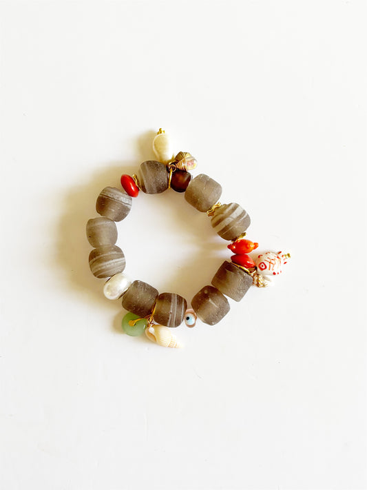 OOAK HANDMADE AFRICAN GLASS STRETCH BRACELET |SUNRISE|