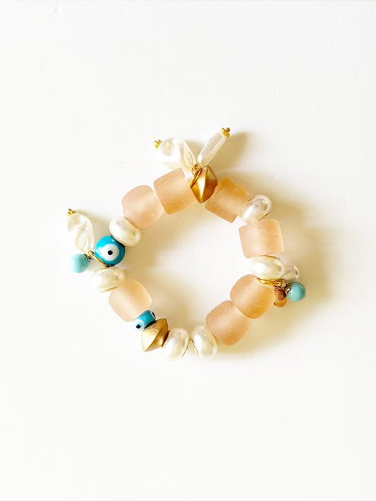 OOAK HANDMADE AFRICAN GLASS STRETCH BRACELET |CORIN|