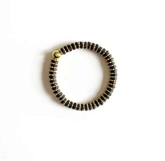 Dainty Stacker Stretch Bracelet |Black|