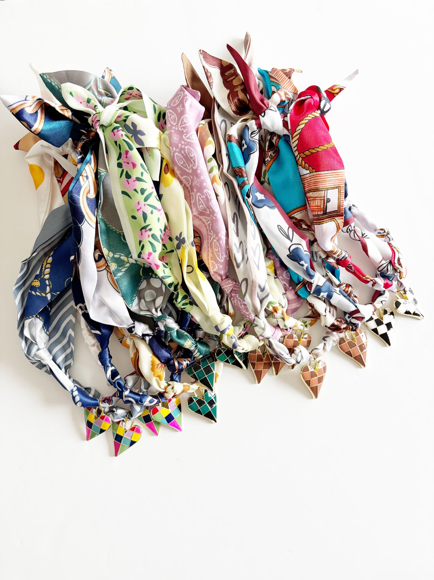 Checkered Heart Silk Necklace