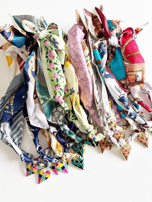 Checkered Heart Silk Necklace