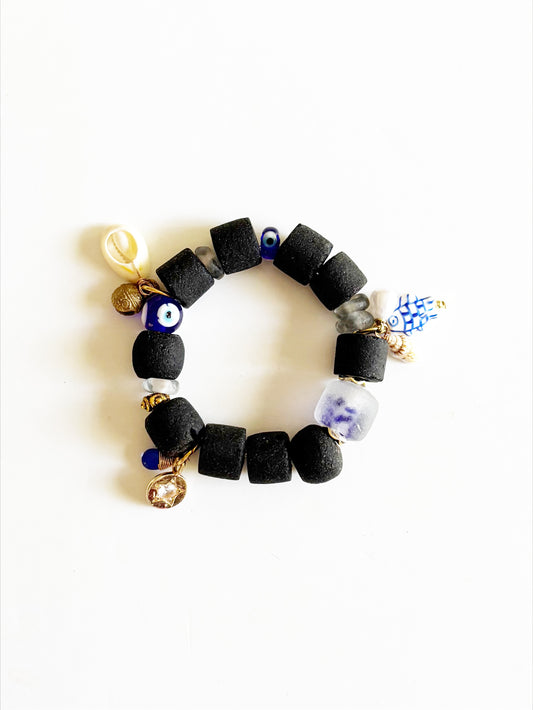 OOAK HANDMADE AFRICAN GLASS STRETCH BRACELET |LOVER GIRL|