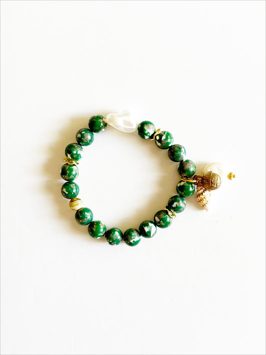 OOAK HANDMADE AFRICAN GLASS STRETCH BRACELET |SANDSTORM|
