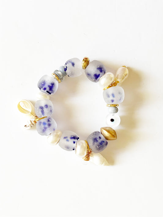 OOAK HANDMADE AFRICAN GLASS STRETCH BRACELET |SOQUIN|