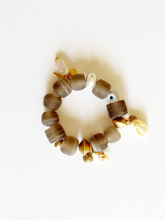 OOAK HANDMADE AFRICAN GLASS STRETCH BRACELET |WONDER|