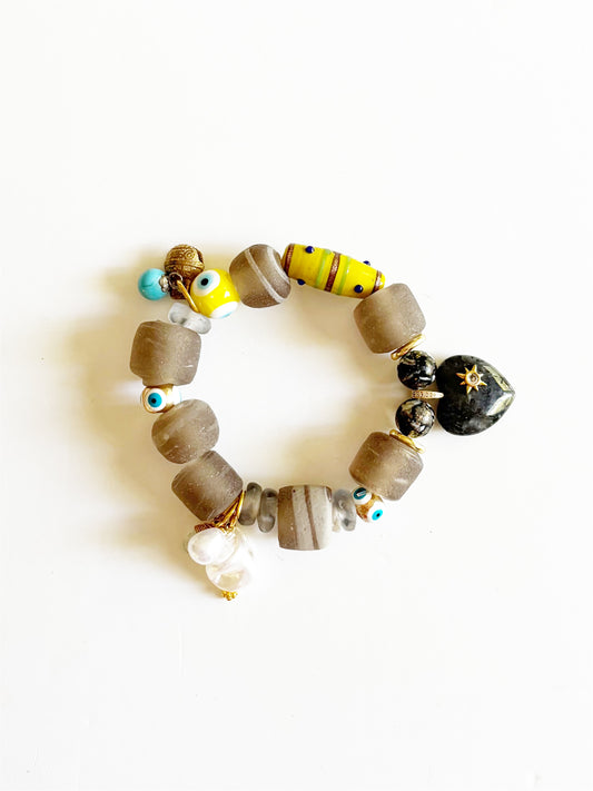 OOAK HANDMADE AFRICAN GLASS STRETCH BRACELET |SUGA|