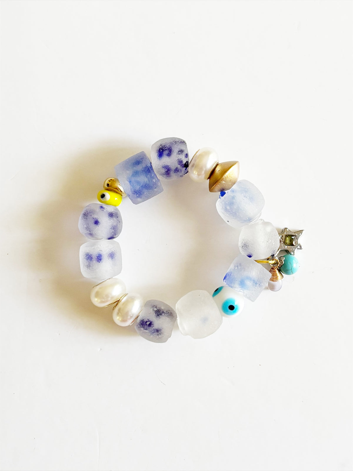 OOAK HANDMADE AFRICAN GLASS STRETCH BRACELET |STARDUST|