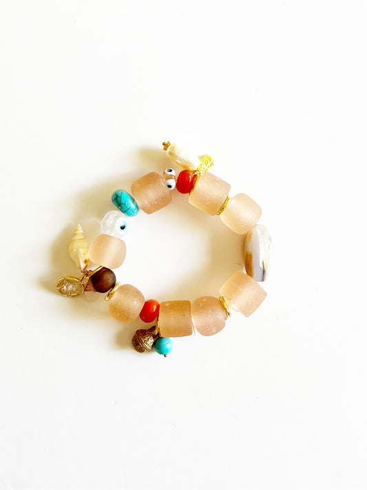 OOAK HANDMADE AFRICAN GLASS STRETCH BRACELET |HOPE|
