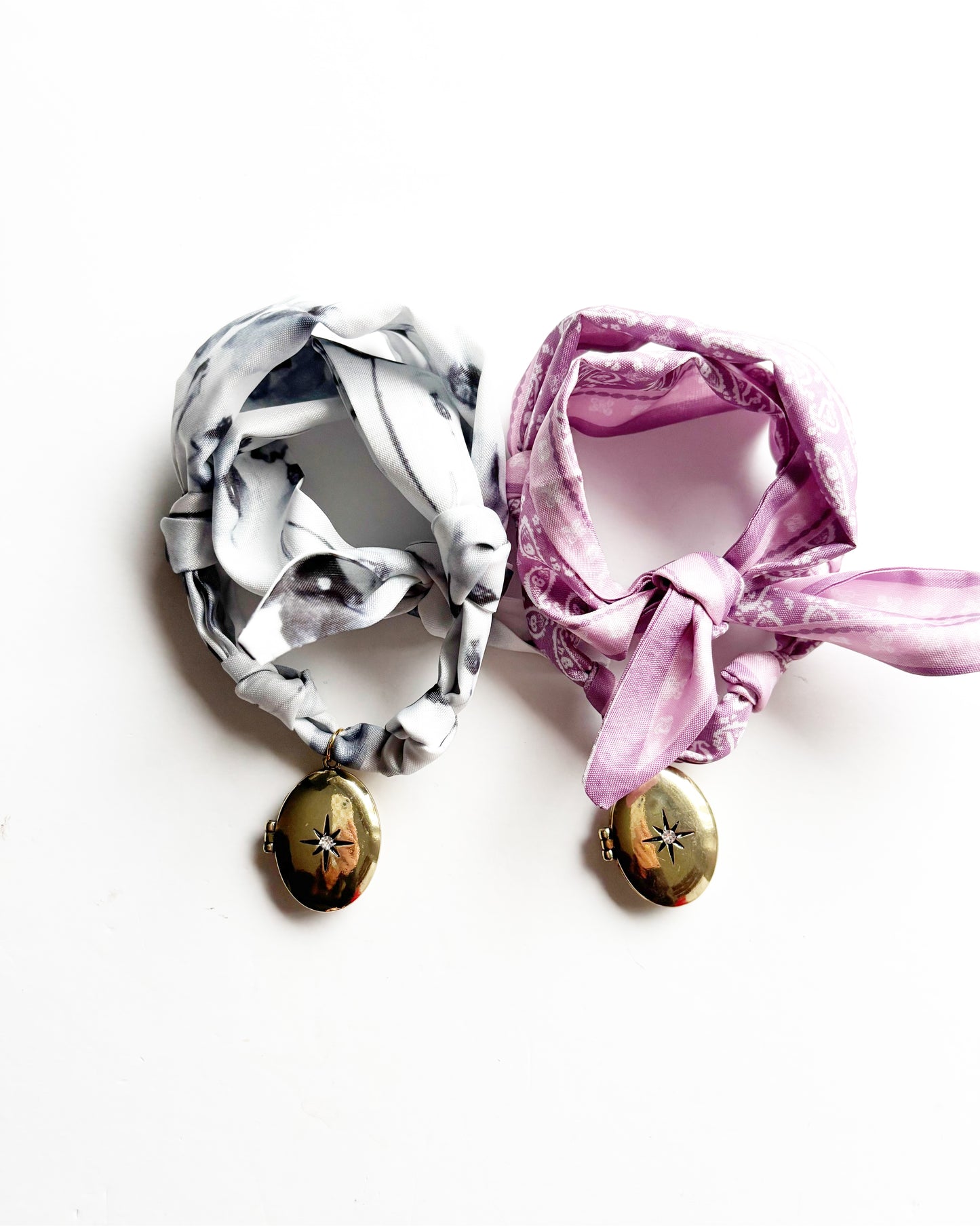 Starburst Locket Silk Necklace /navy