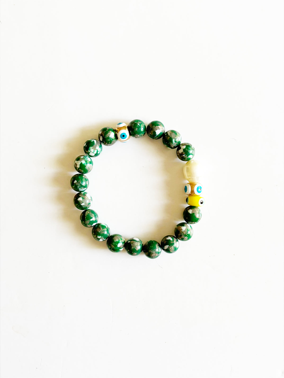 OOAK HANDMADE AFRICAN GLASS STRETCH BRACELET |JADE|