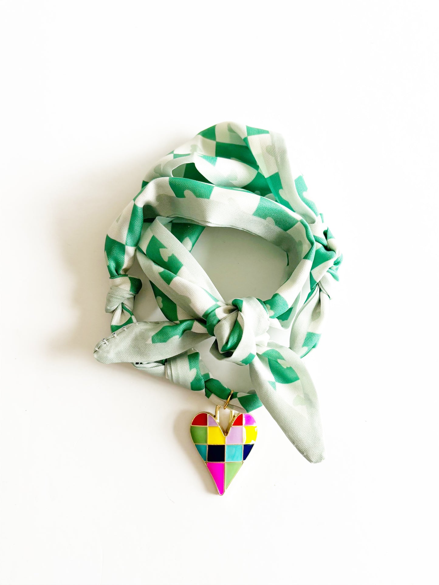 Checkered Heart Silk Necklace