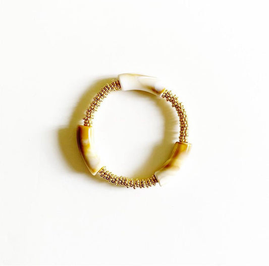 The STACKER Lucite Stretch Bracelet |white marble|