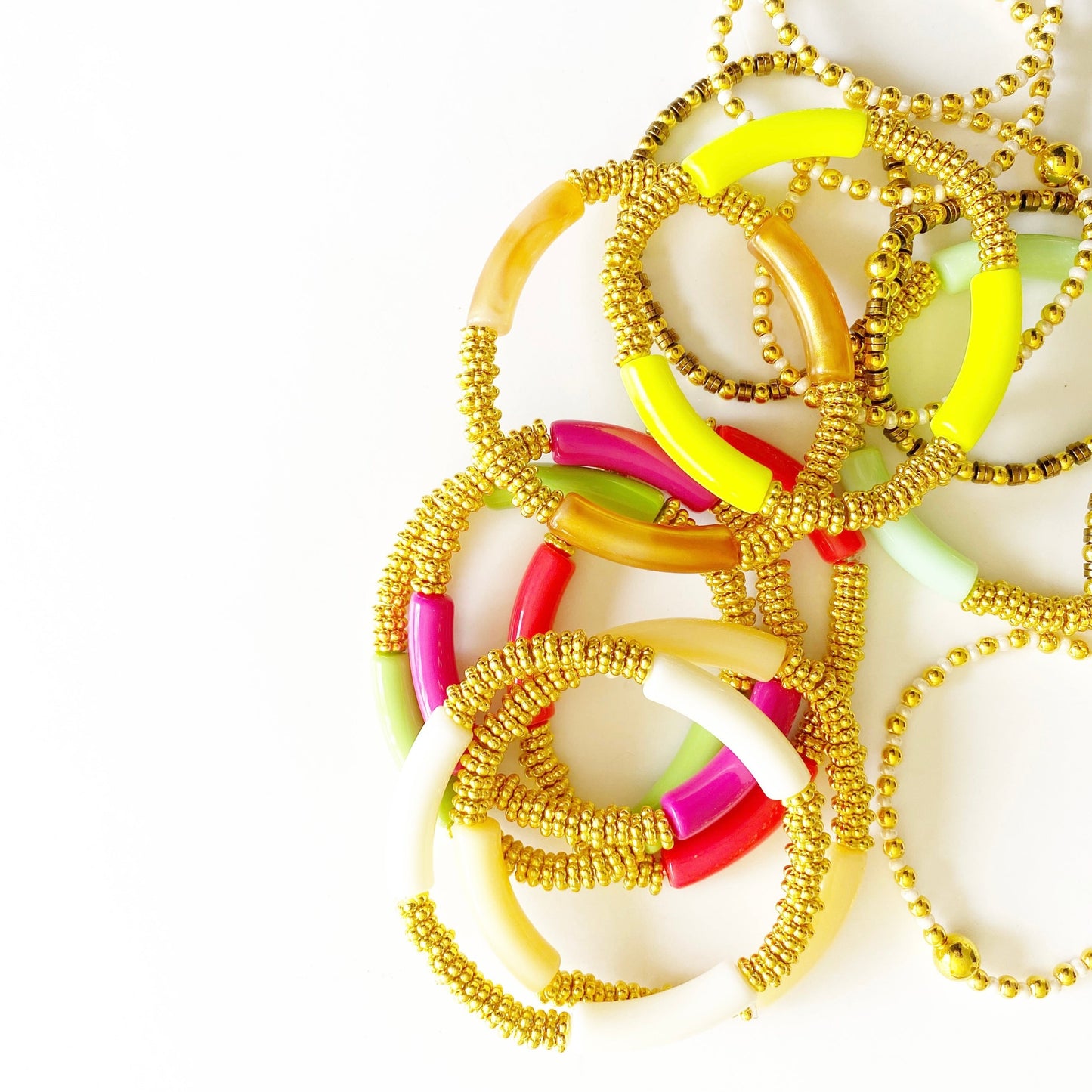 The SLIM STACKER Lucite Stretch Bracelet |Avocado|