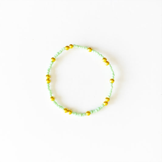 Dainty Stacker Stretch Bracelet |Sage|