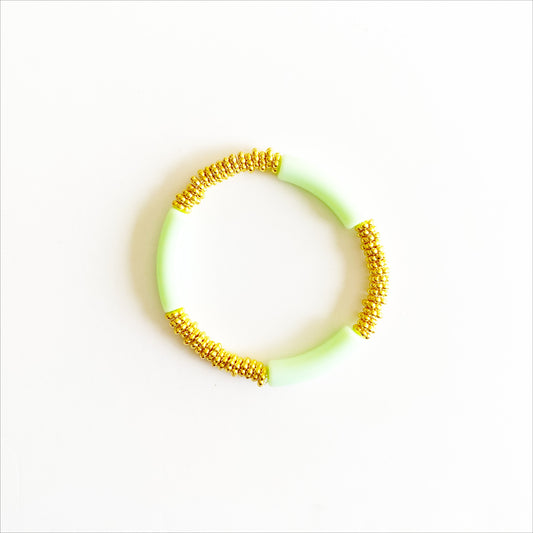 The SLIM STACKER Lucite Stretch Bracelet |Avocado|