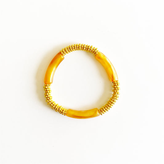 The SLIM STACKER Lucite Stretch Bracelet |Orange Marble|