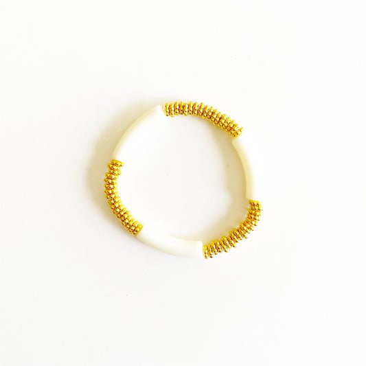 The SLIM STACKER Lucite Stretch Bracelet |Creamy White|